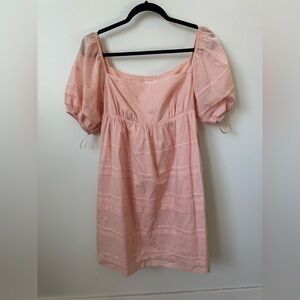 Strawberry Pink Puff Sleeve Mini Dress Women’s Size 4 Sample Sale Cottagecore